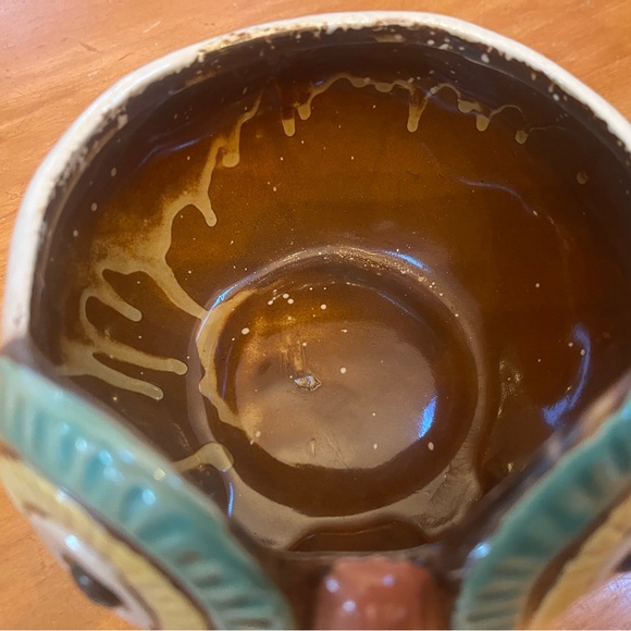 Whimsical Ceramic Owl Planter or small bowl - Brown and Green - Picture 2 of 5